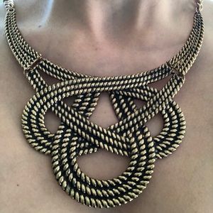 Large Braided Gold Costume Jewelry Necklace!